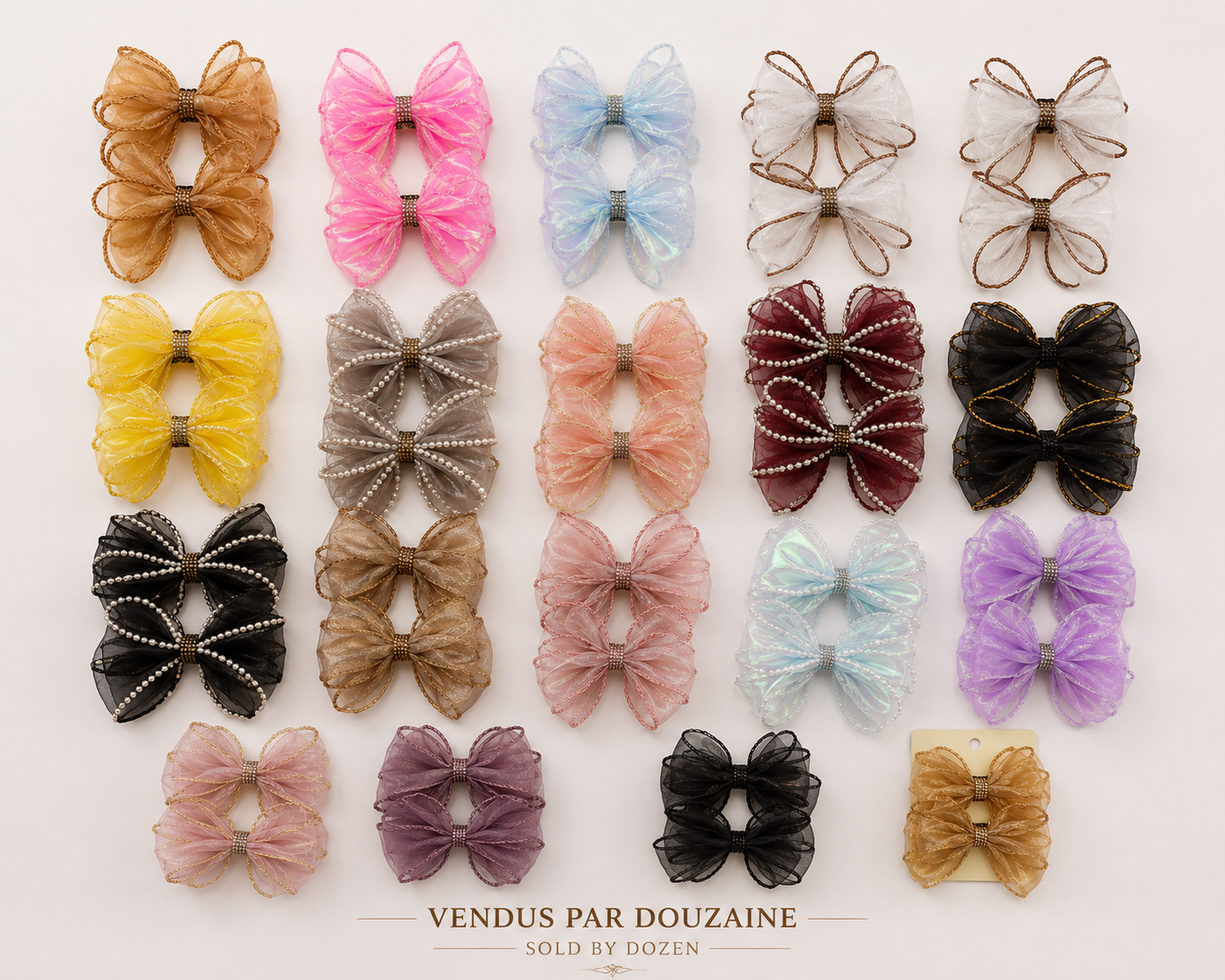 Organza Butterfly Hair Bow Set – Sold by Dozen