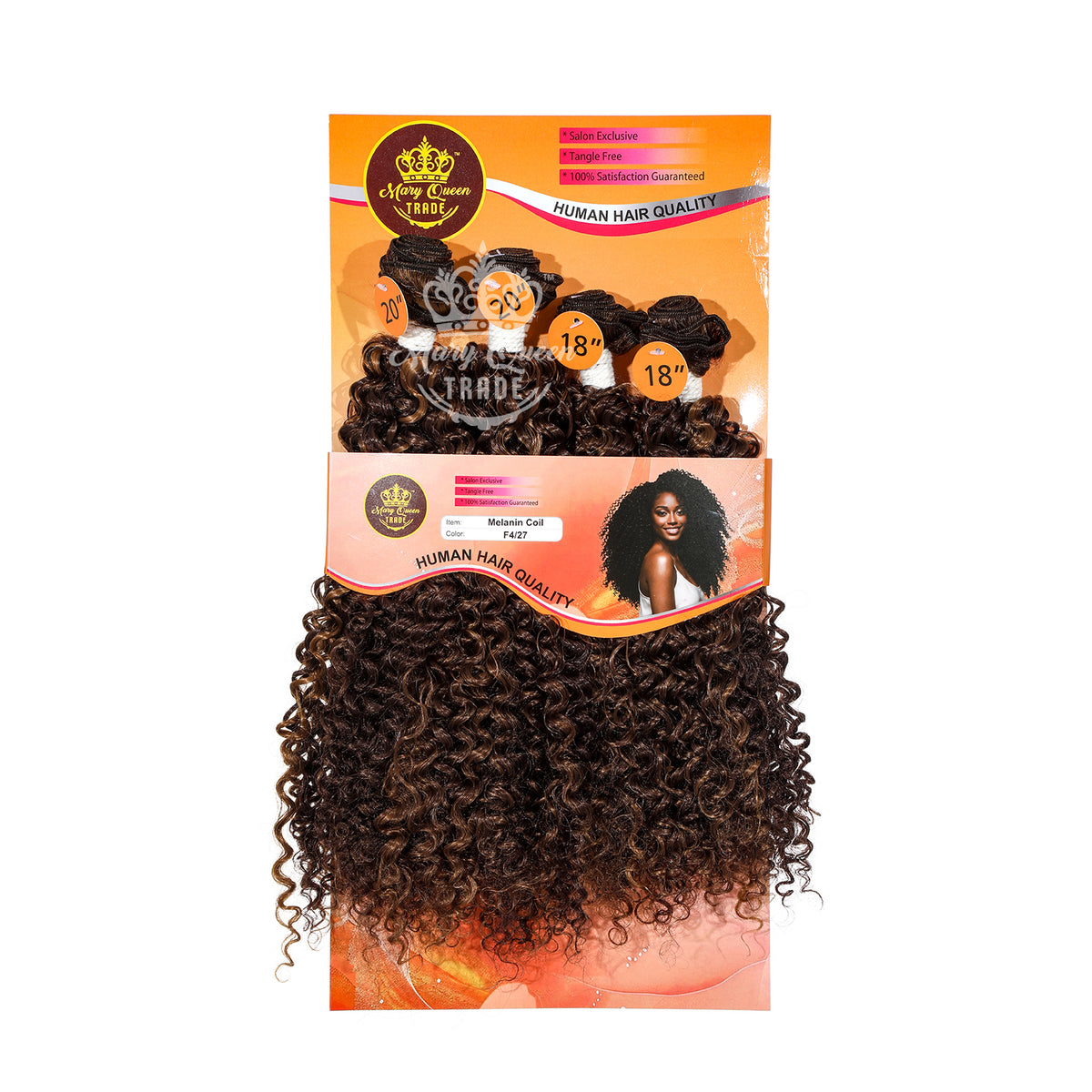 Mary Queen BioProtein™ Melanin Coil 4-Bundle Hair Set – 18"–20"