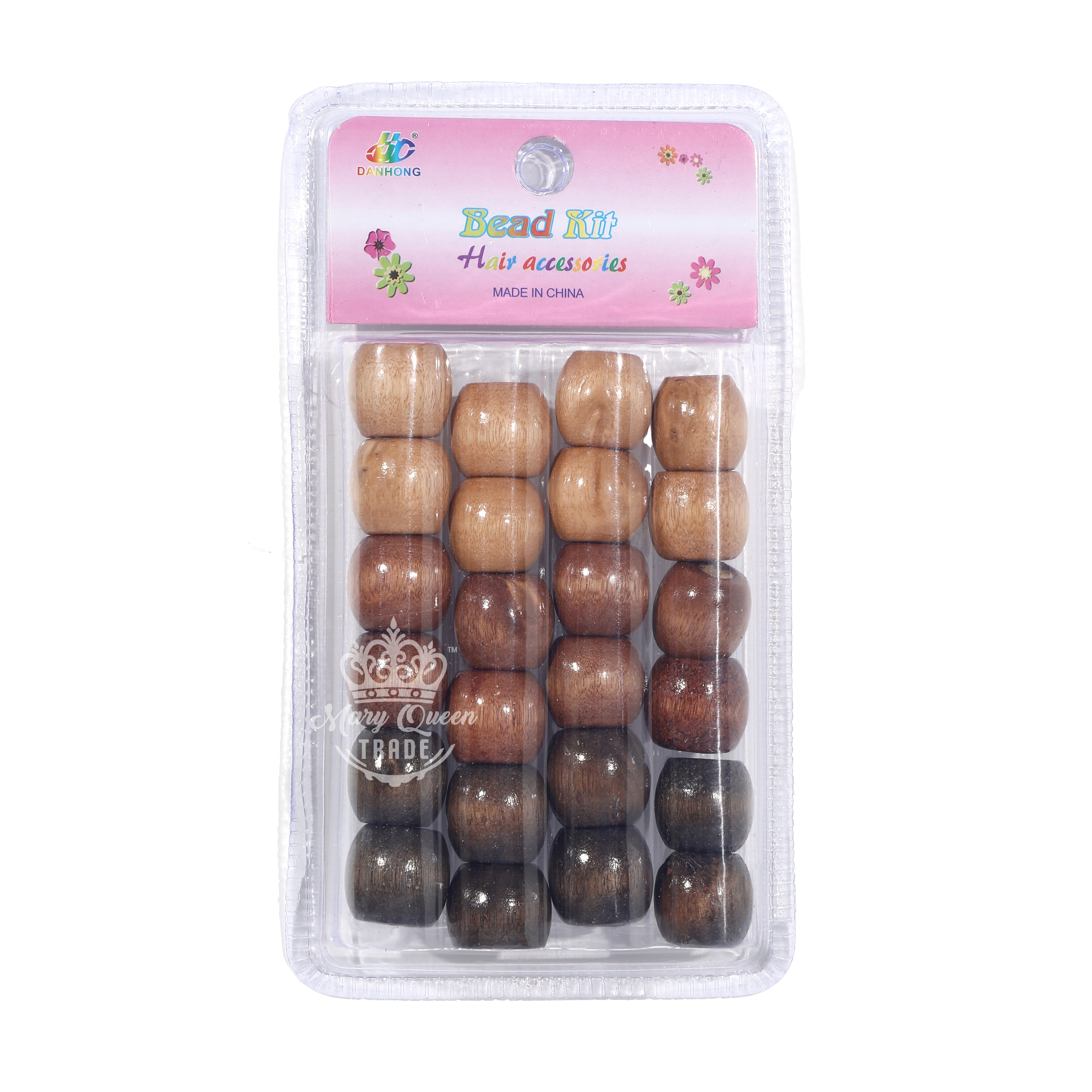 Mixed Wooden Hair Beads Kit – Natural Shades