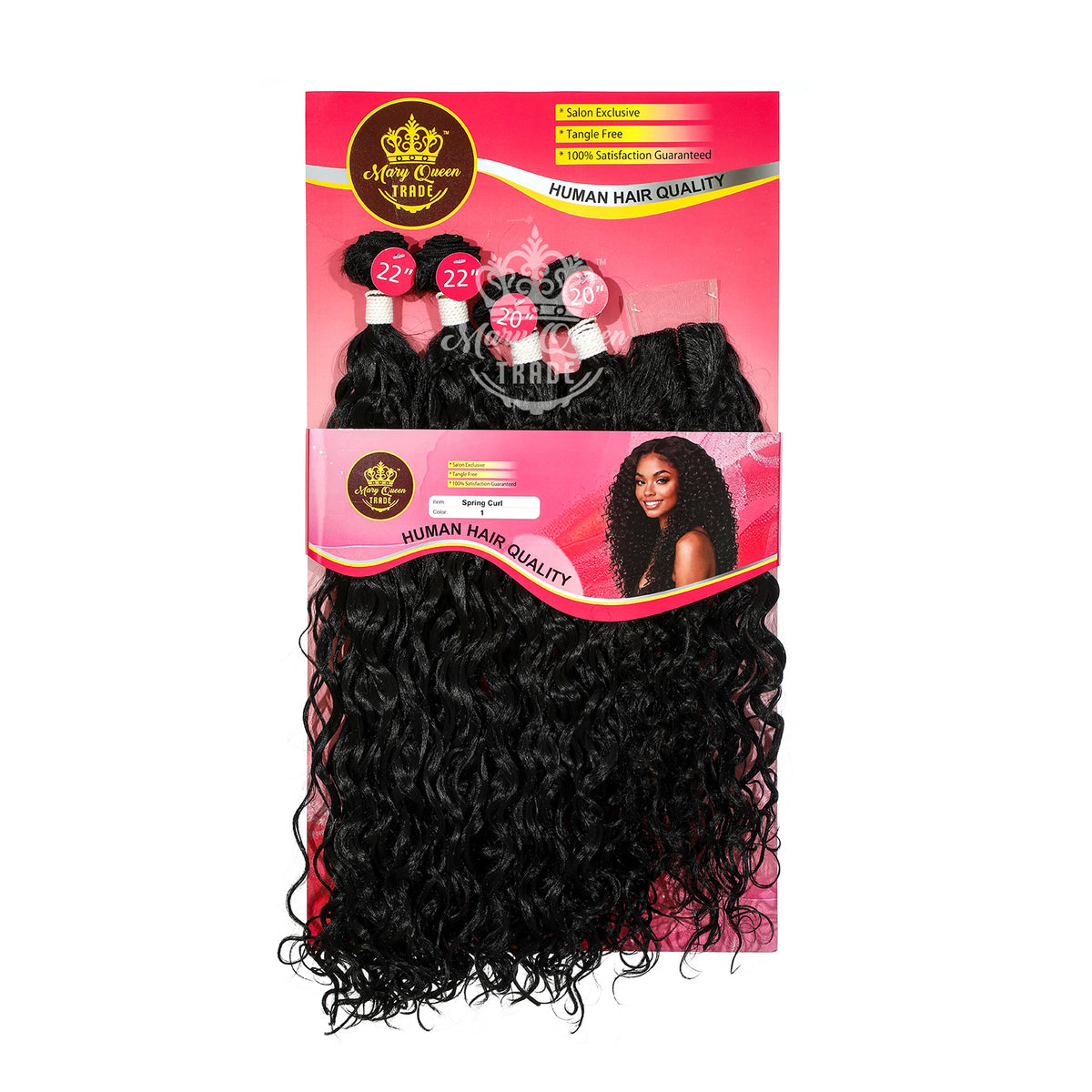Mary Queen BioProtein™ Spring Curl 4-Bundle Set with Closure – 20"–22"