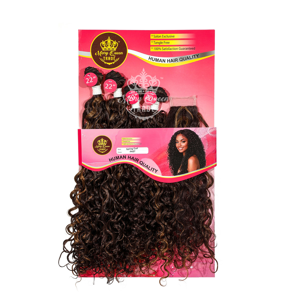 Mary Queen BioProtein™ Spring Curl 4-Bundle Set with Closure – 20"–22"