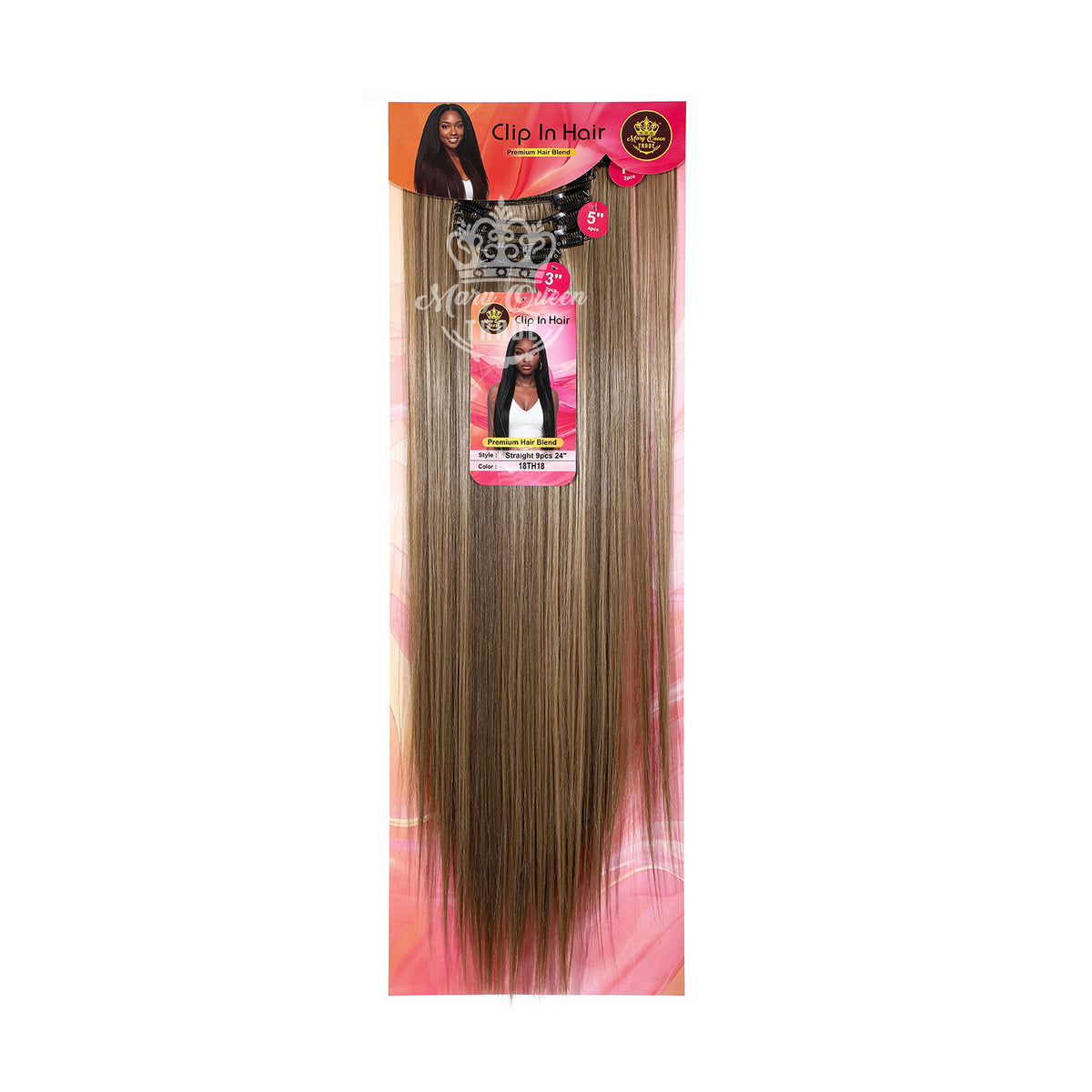 Mary Queen BioProtein™ Straight 9-Piece Clip-In Hair – 24"
