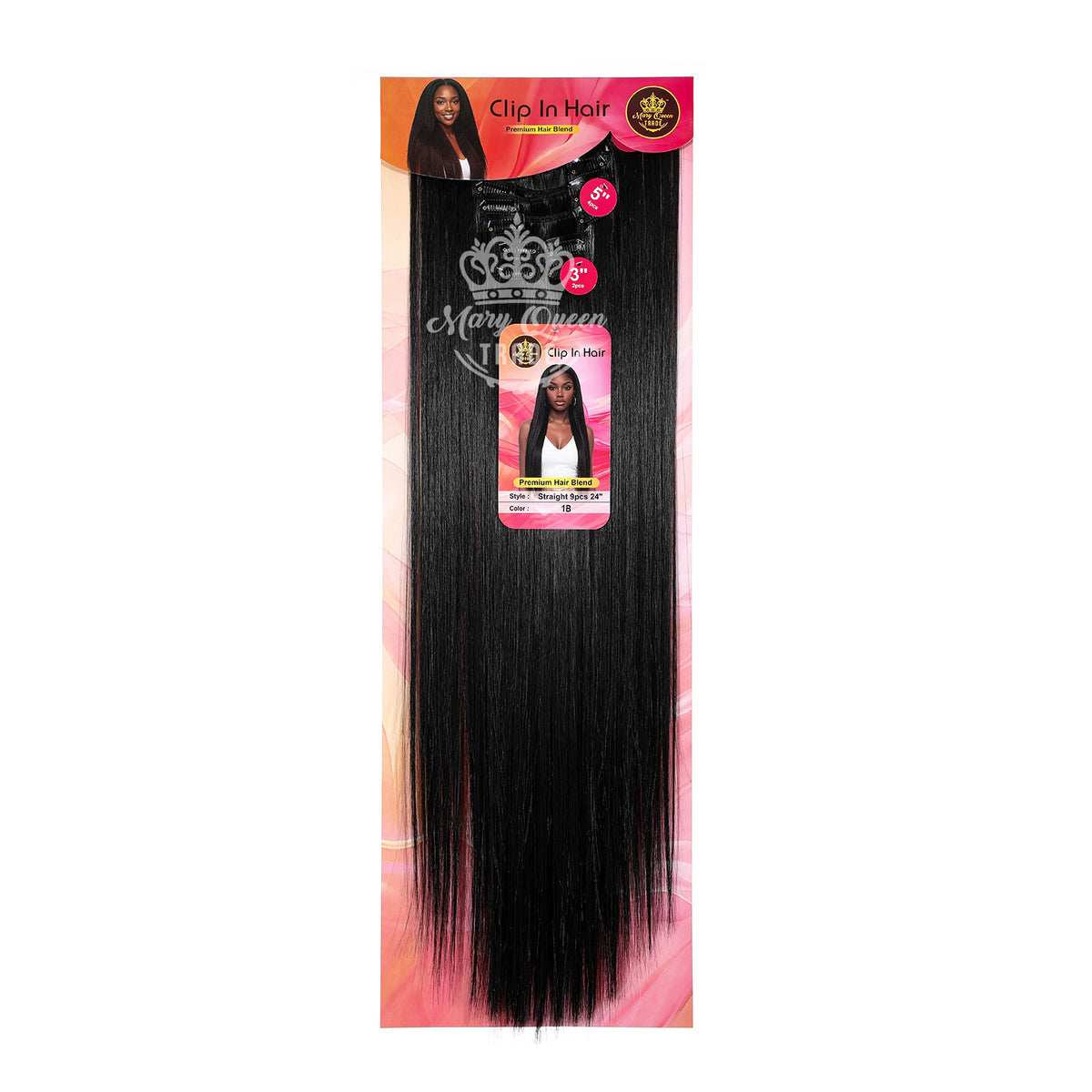 Mary Queen BioProtein™ Straight 9-Piece Clip-In Hair – 24"