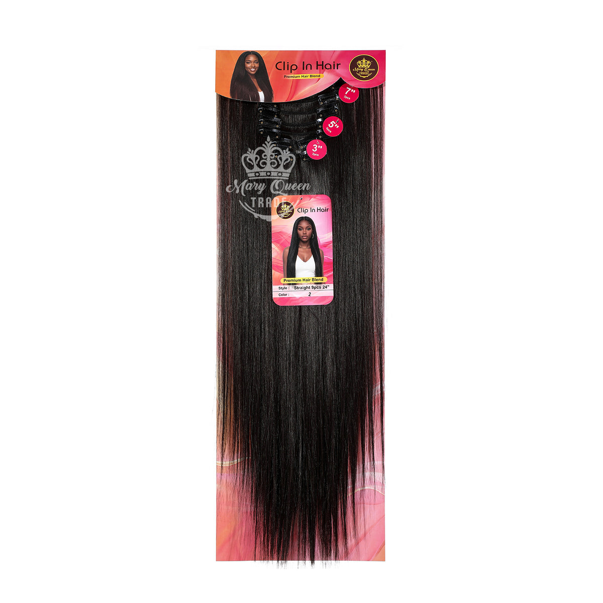 Mary Queen BioProtein™ Straight 9-Piece Clip-In Hair – 24"