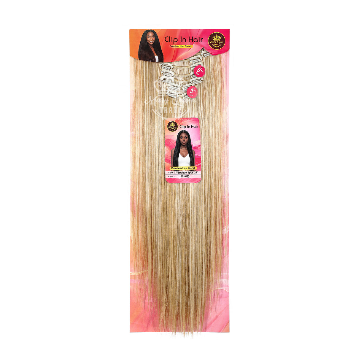 Mary Queen BioProtein™ Straight 9-Piece Clip-In Hair – 24"