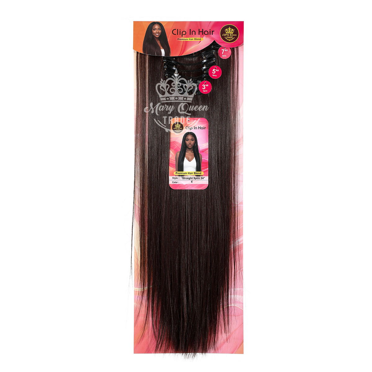 Mary Queen BioProtein™ Straight 9-Piece Clip-In Hair – 24"