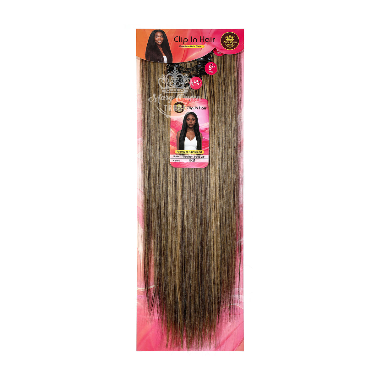 Mary Queen BioProtein™ Straight 9-Piece Clip-In Hair – 24"