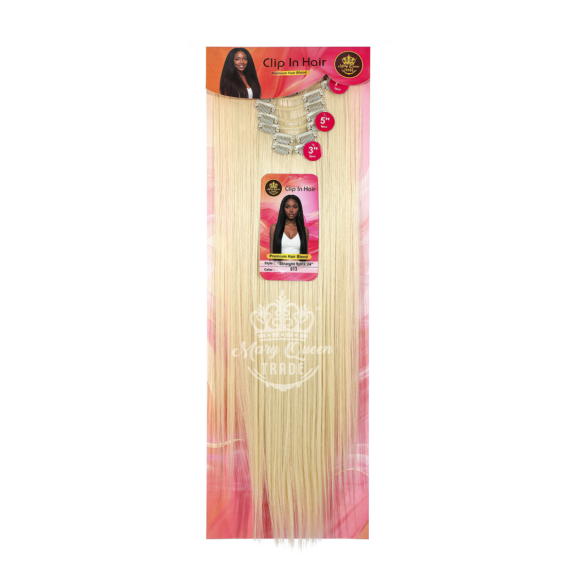 Mary Queen BioProtein™ Straight 9-Piece Clip-In Hair – 24"