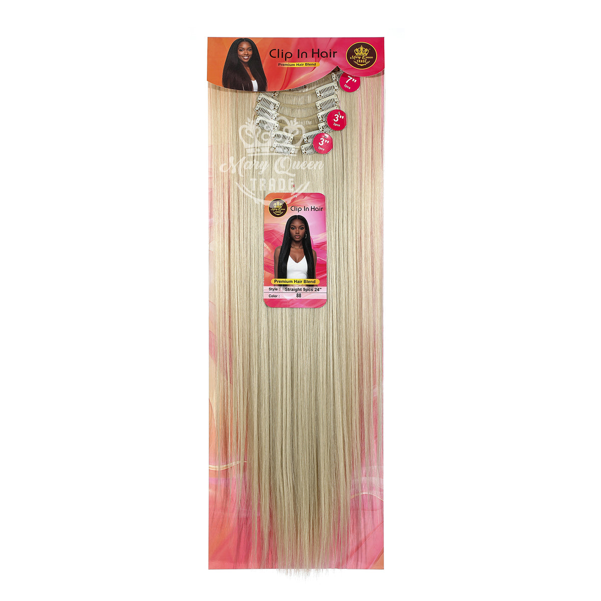 Mary Queen BioProtein™ Straight 9-Piece Clip-In Hair – 24"