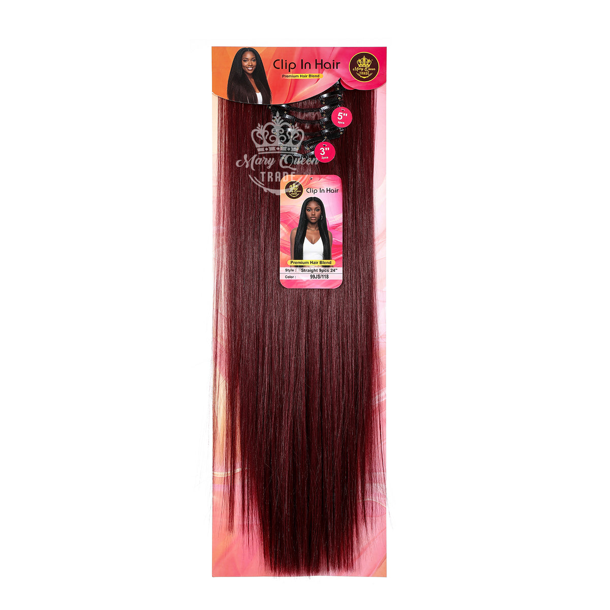 Mary Queen BioProtein™ Straight 9-Piece Clip-In Hair – 24"