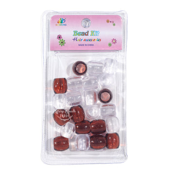 Transparent & Red Hair Beads Kit – Glossy Style