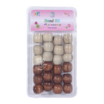Two-Tone Wooden Hair Beads Kit – Natural Mix