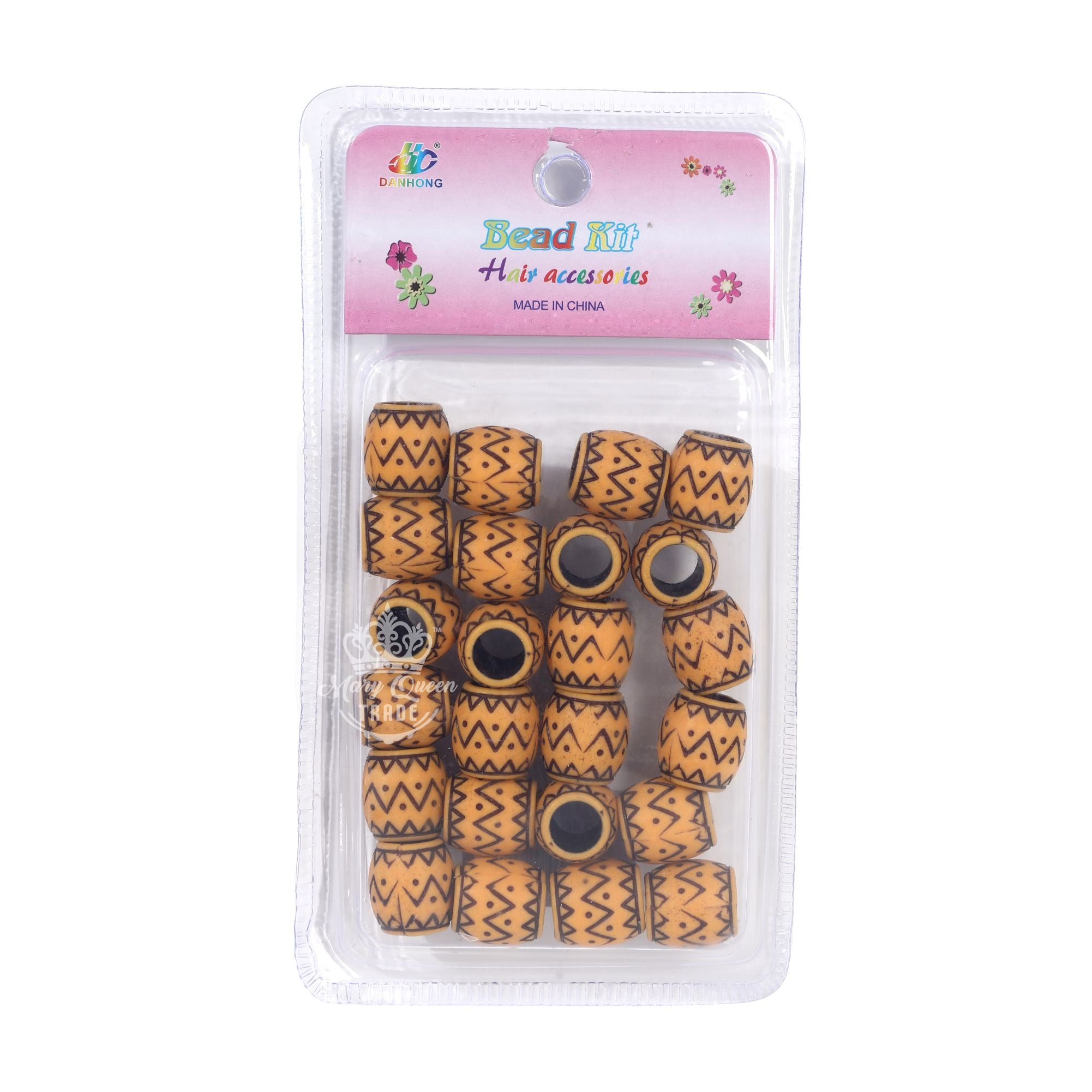 Wooden Tribal Hair Beads Kit – Natural Brown