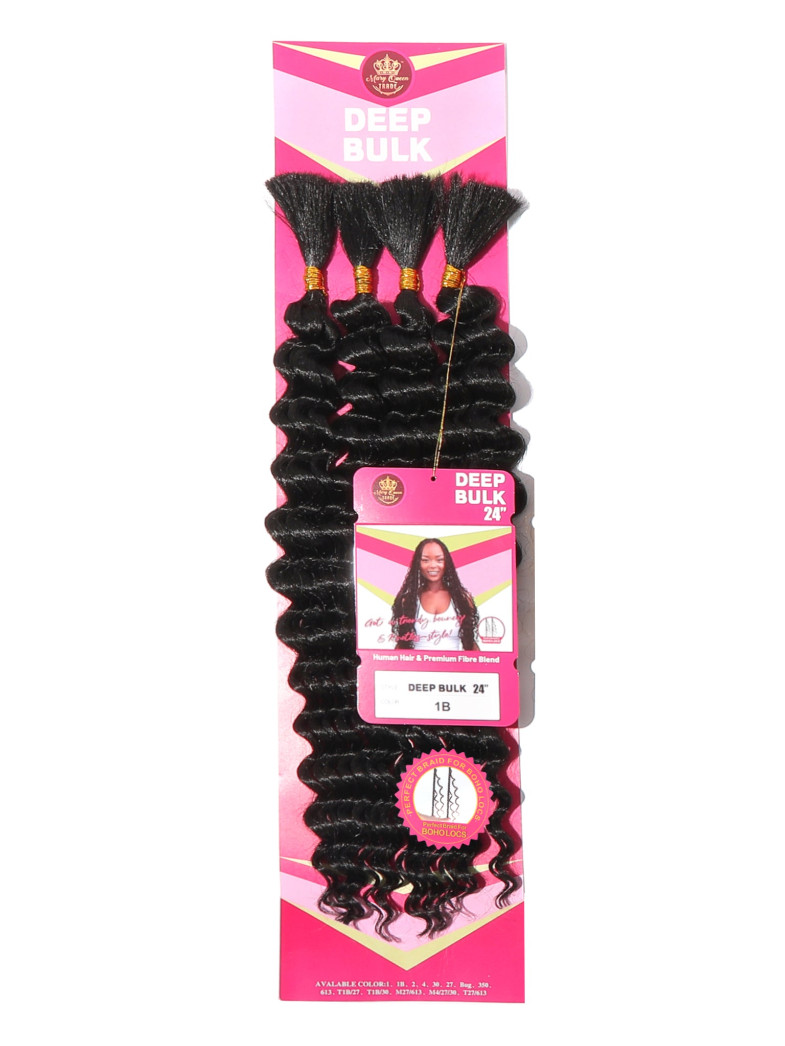 Mélange de cheveux humains Boho Deep Bulk 24"