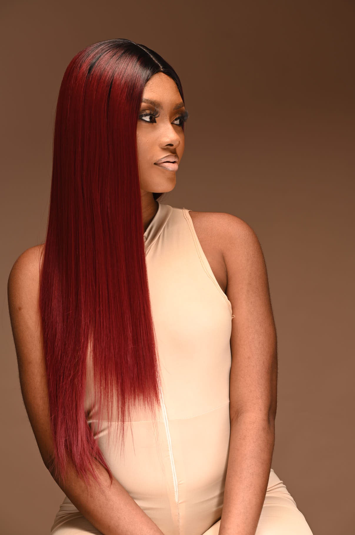 Wine Straight Wig